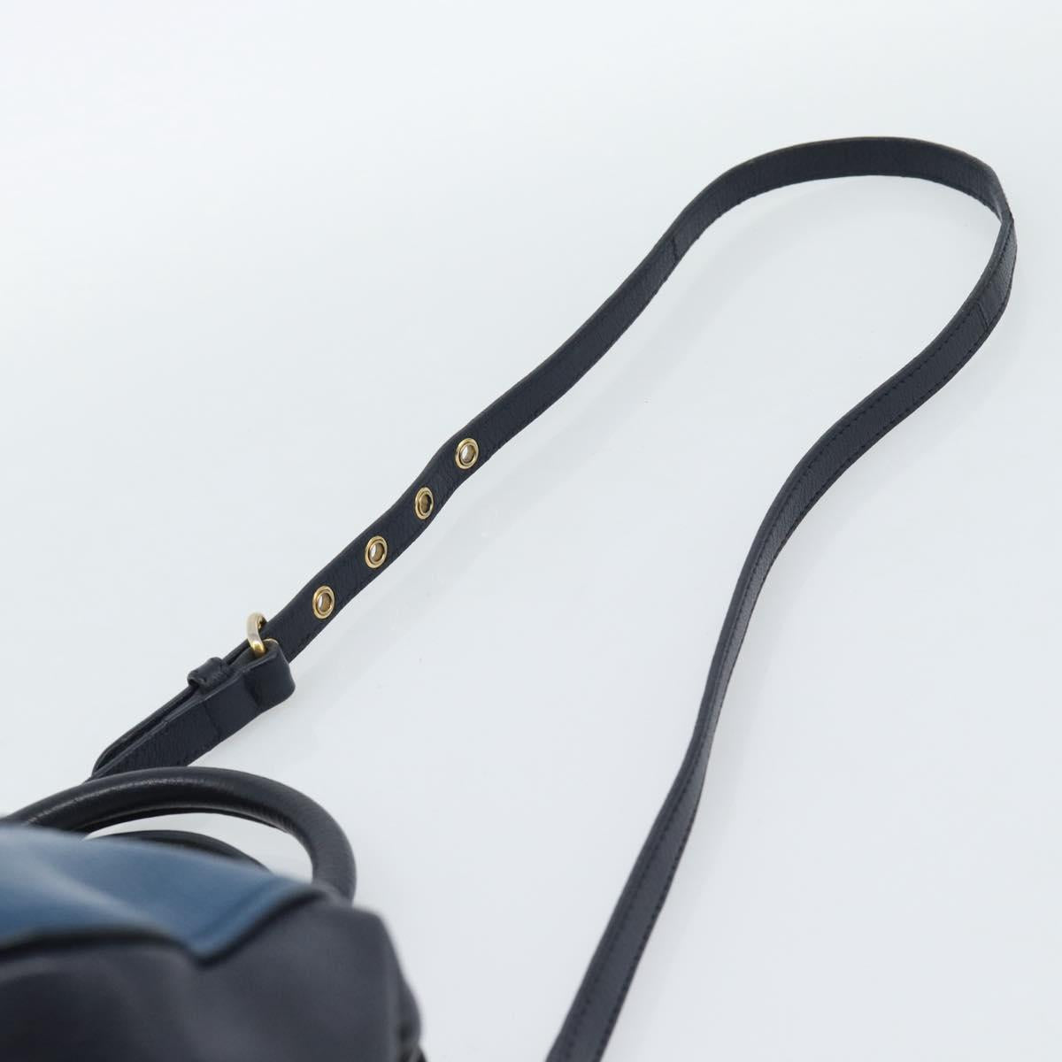 Miu Miu Hand Bag Leather 2way Blue Gold Auth 190650