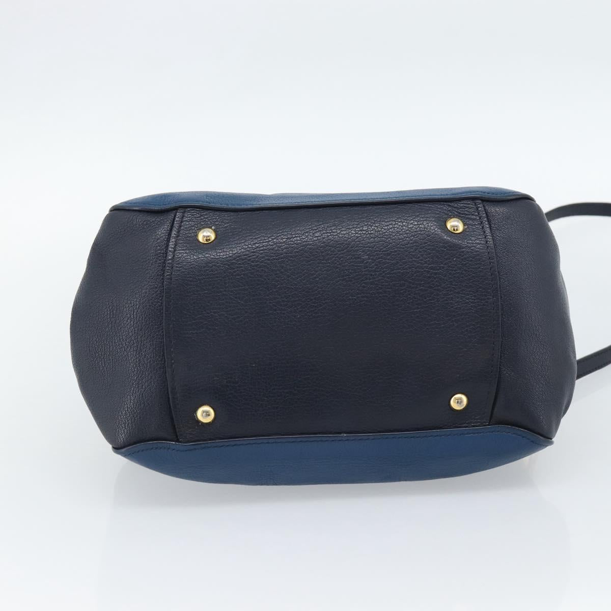 Miu Miu Hand Bag Leather 2way Blue Gold Auth 190650