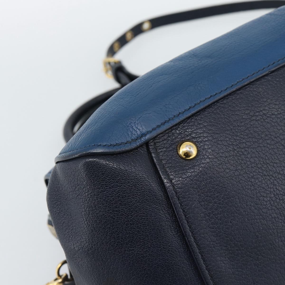 Miu Miu Hand Bag Leather 2way Blue Gold Auth 190650