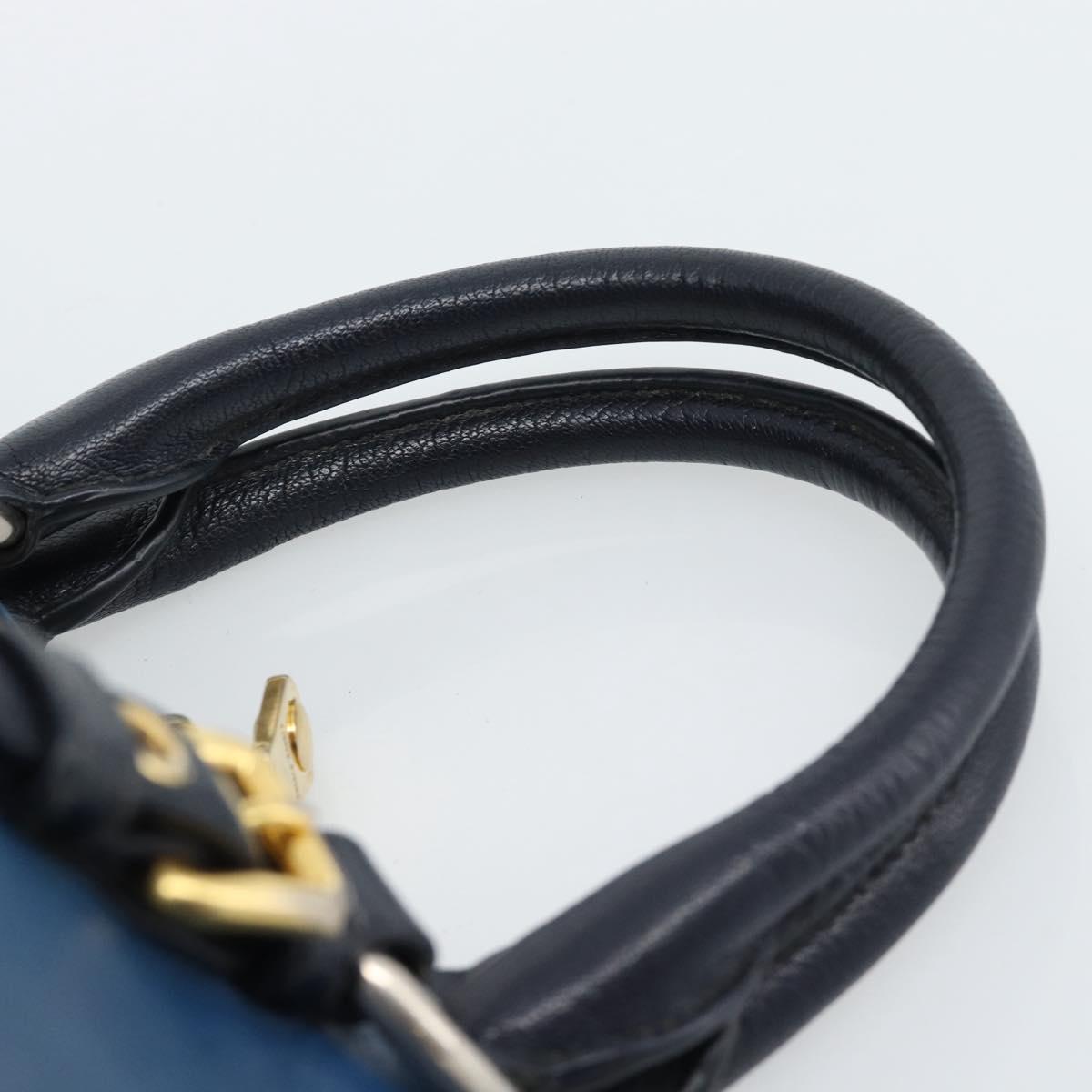 Miu Miu Hand Bag Leather 2way Blue Gold Auth 190650