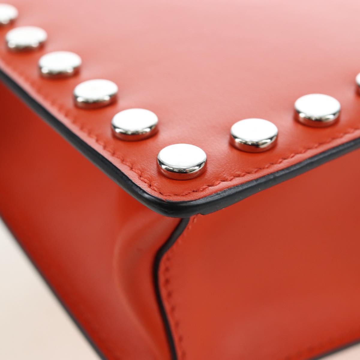 PRADA Shoulder Bag Leather Orange Silver Auth 190652M