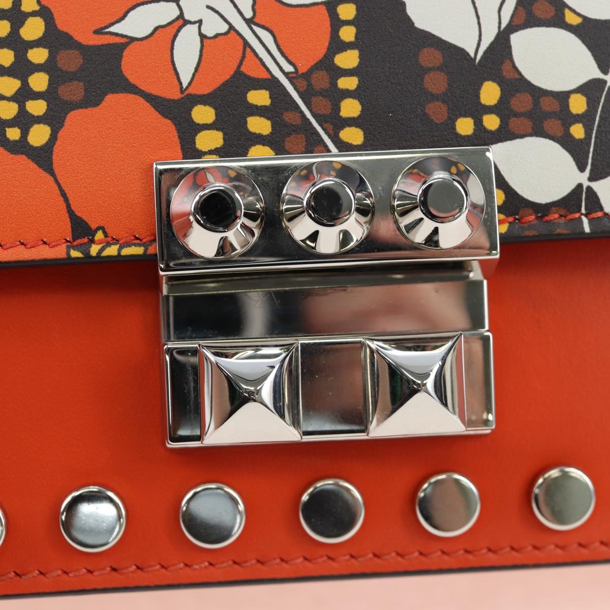 PRADA Shoulder Bag Leather Orange Silver Auth 190652M