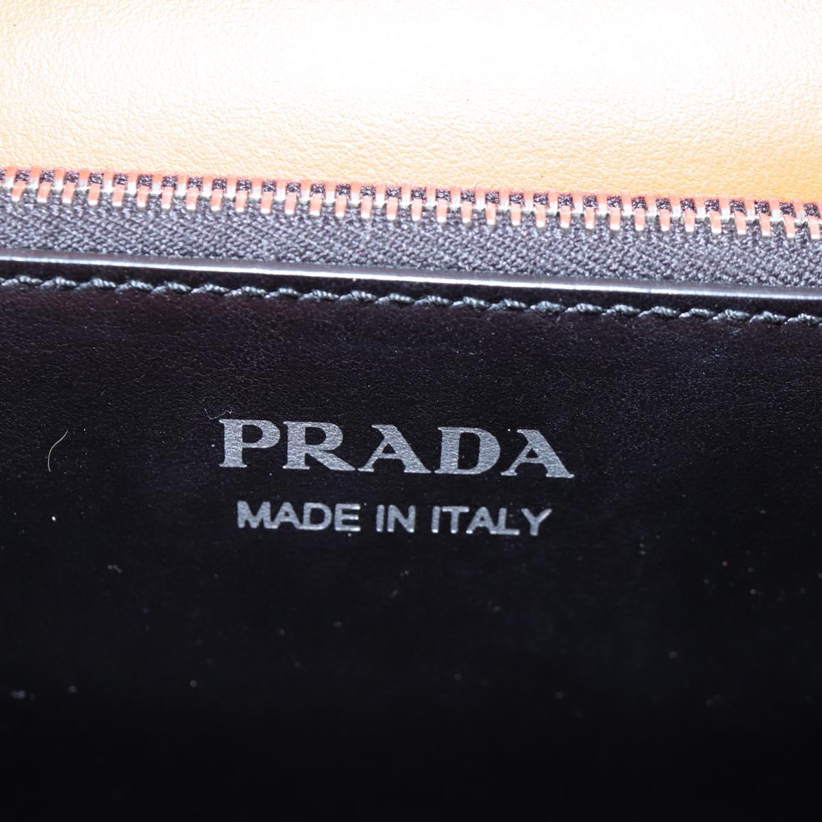 PRADA Shoulder Bag Leather Orange Silver Auth 190652M