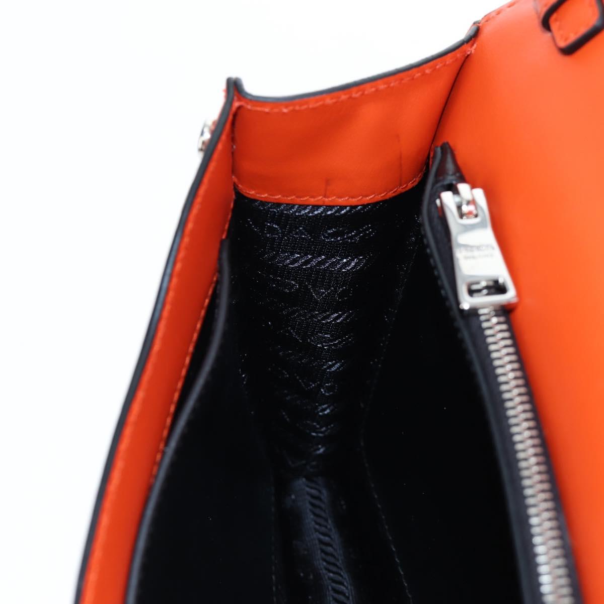 PRADA Shoulder Bag Leather Orange Silver Auth 190652M