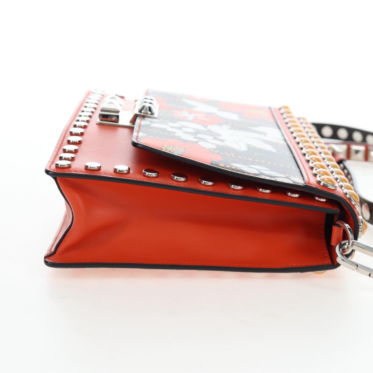 PRADA Shoulder Bag Leather Orange Silver Auth 190652M