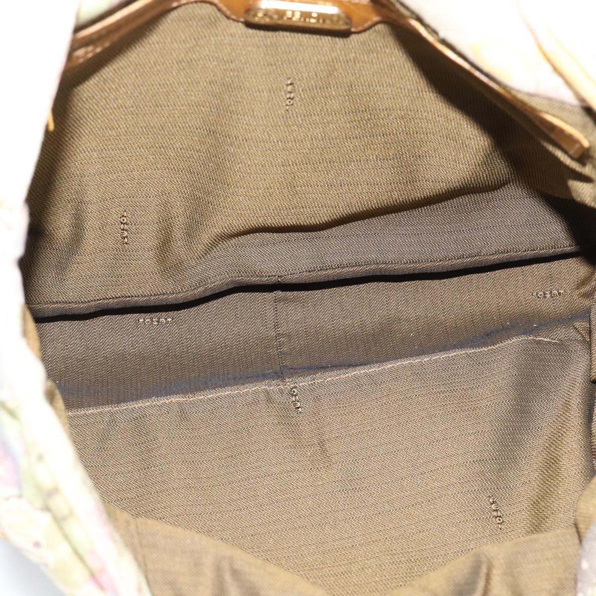 FENDI Hand Bag Canvas Beige Gold Auth 190653V