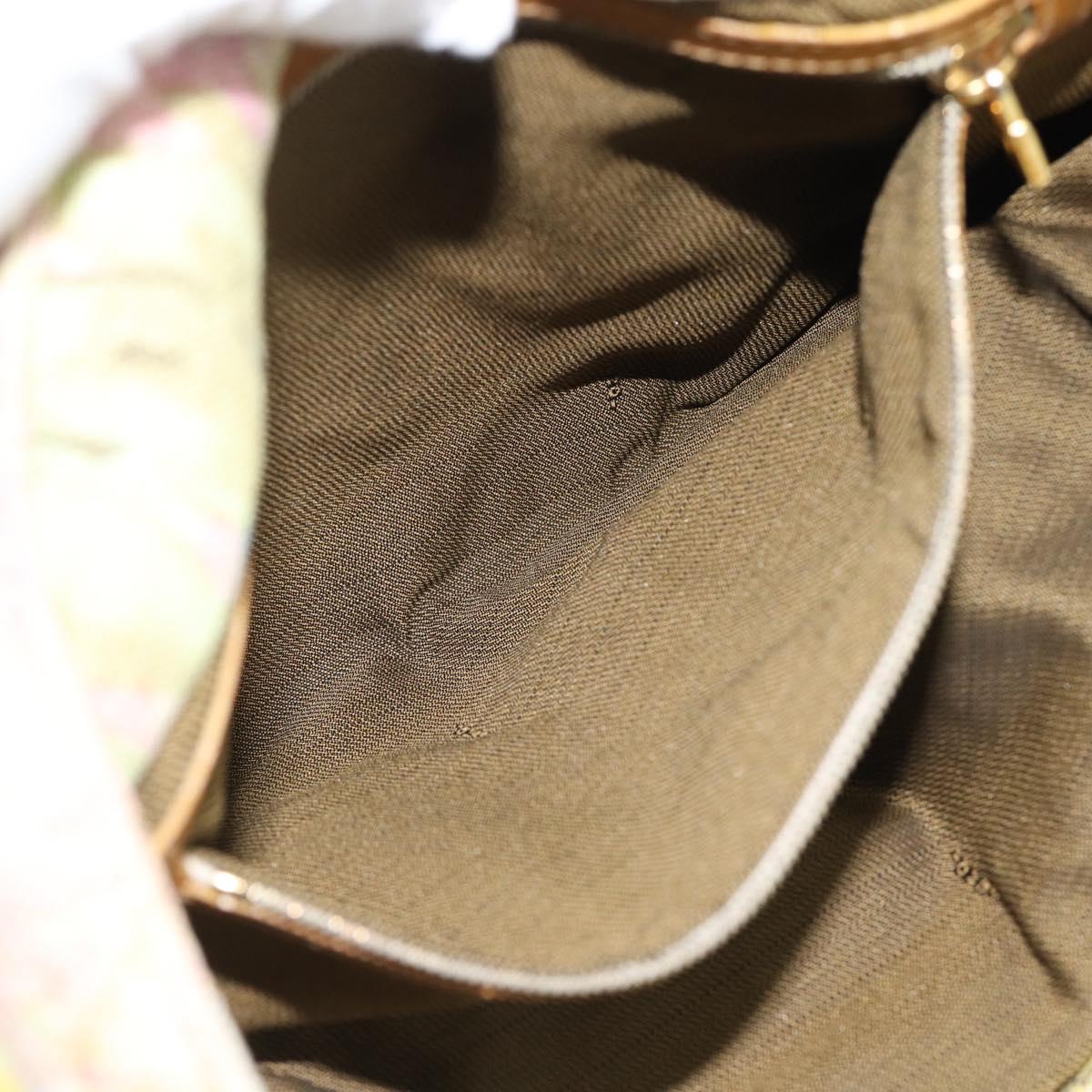 FENDI Hand Bag Canvas Beige Gold Auth 190653V