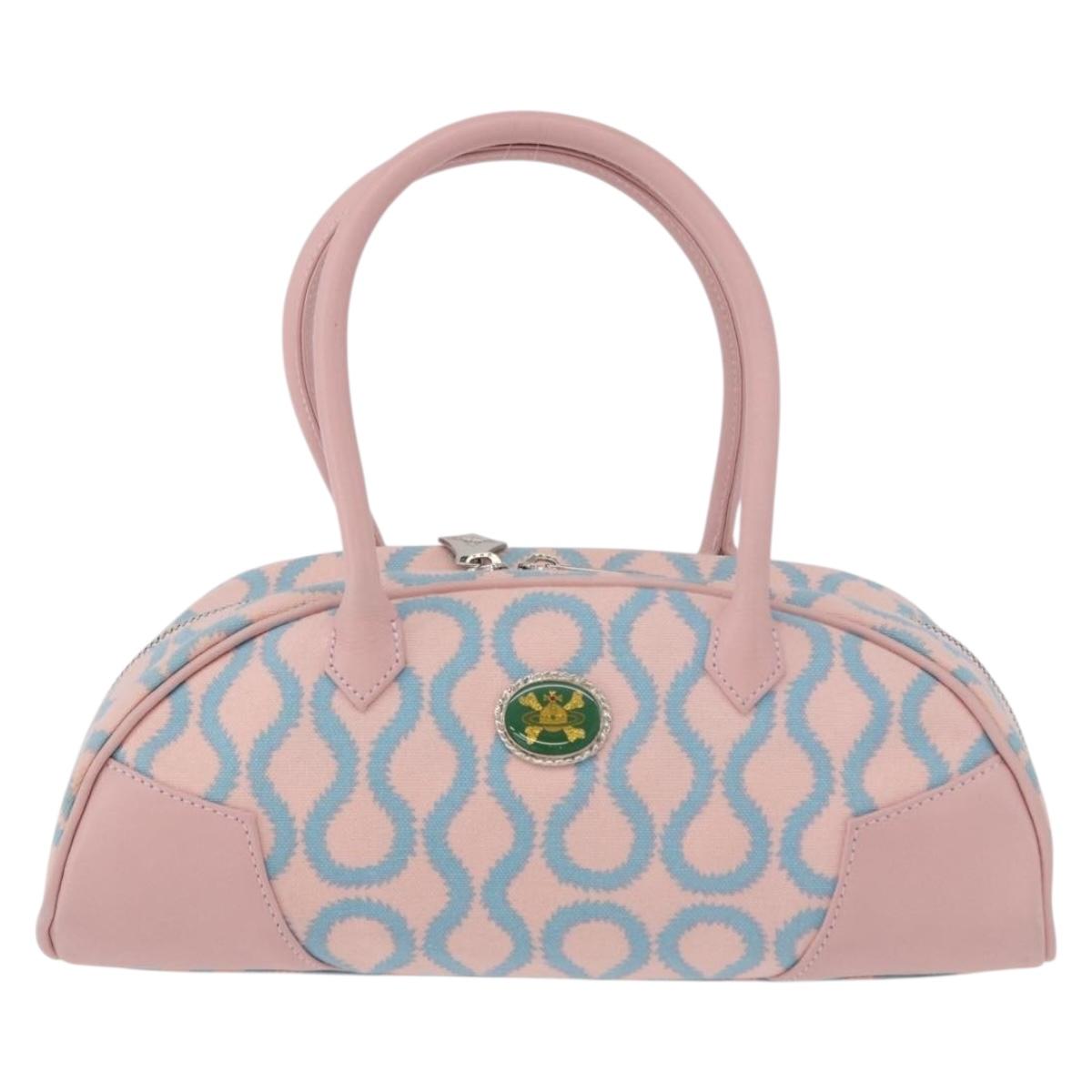 Vivienne Westwood Hand Bag Canvas Pink Silver Auth 190655A