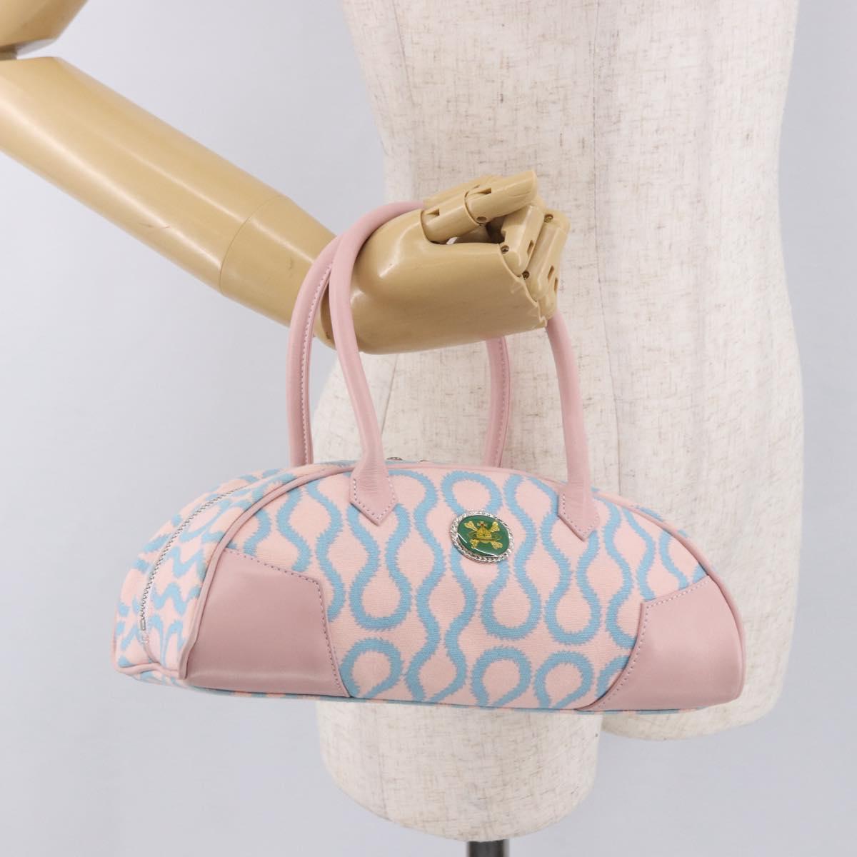 Vivienne Westwood Hand Bag Canvas Pink Silver Auth 190655A