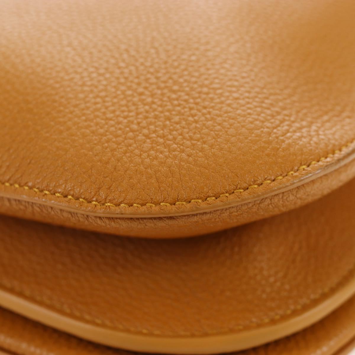 BOTTEGA VENETA Mount Chain Shoulder Bag Leather 2way Orange Gold Auth 190656V