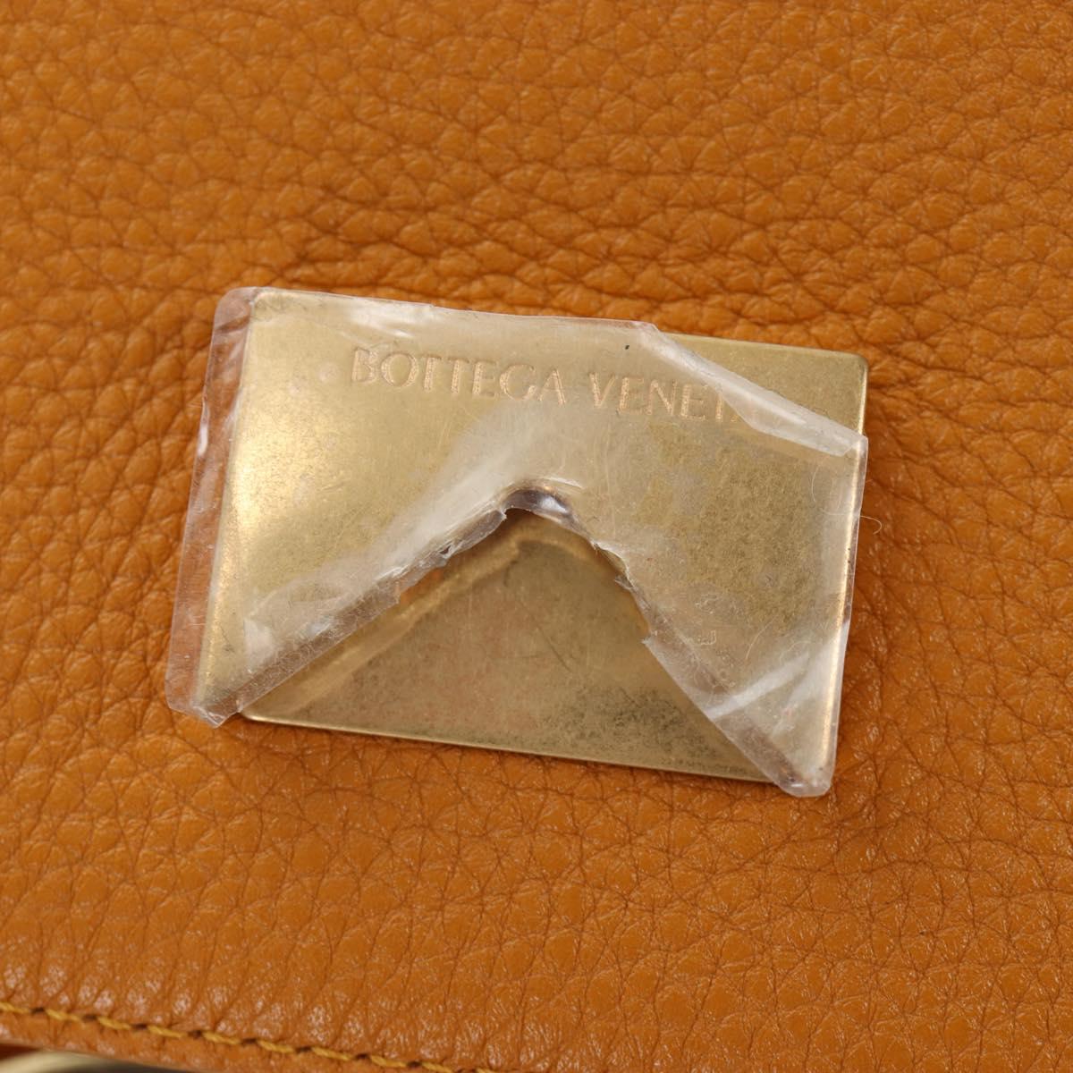 BOTTEGA VENETA Mount Chain Shoulder Bag Leather 2way Orange Gold Auth 190656V