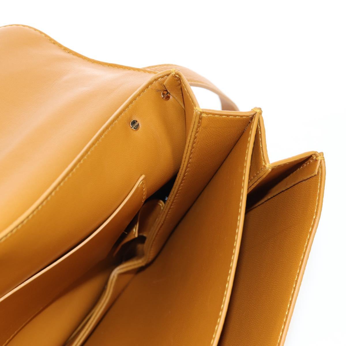 BOTTEGA VENETA Mount Chain Shoulder Bag Leather 2way Orange Gold Auth 190656V