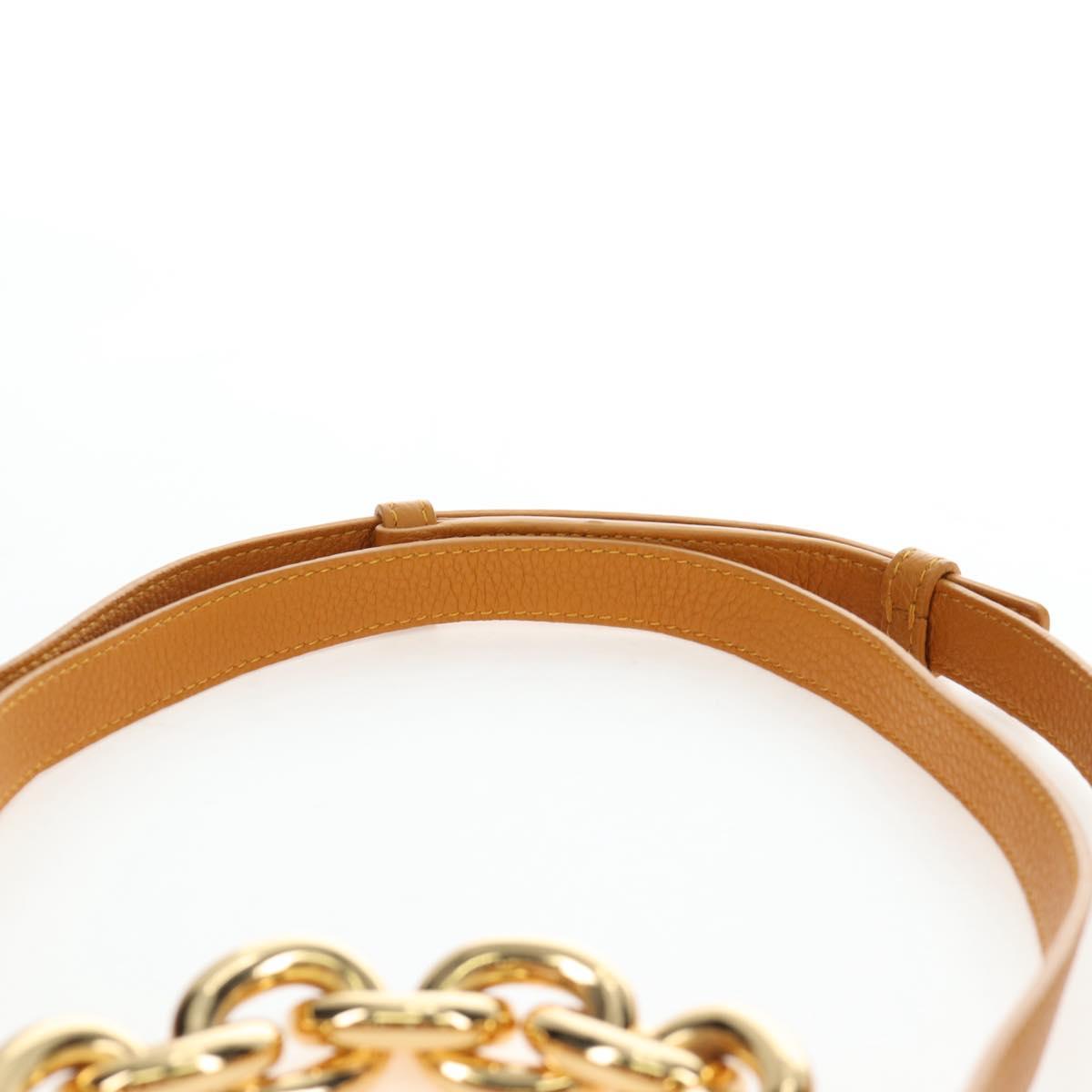 BOTTEGA VENETA Mount Chain Shoulder Bag Leather 2way Orange Gold Auth 190656V