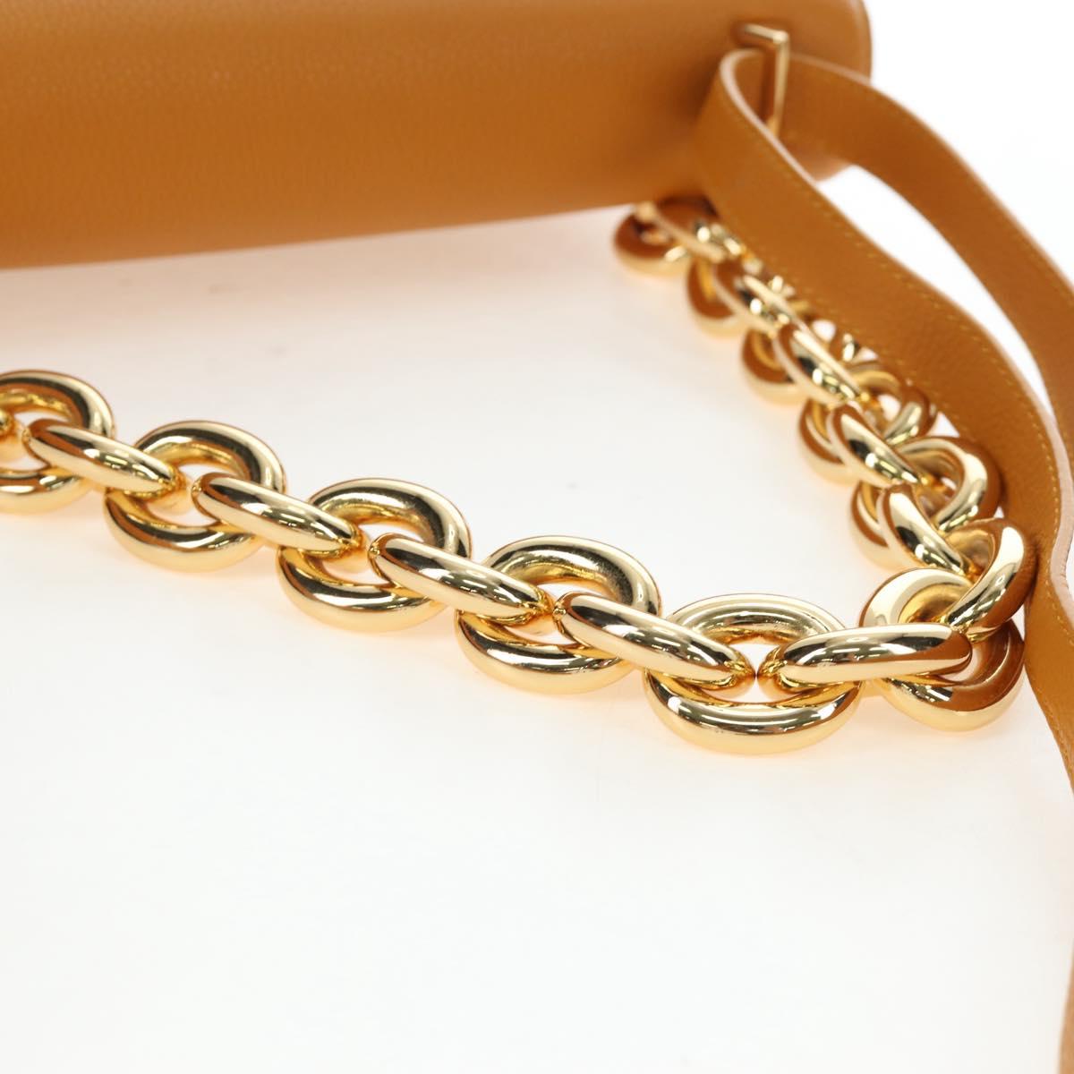 BOTTEGA VENETA Mount Chain Shoulder Bag Leather 2way Orange Gold Auth 190656V