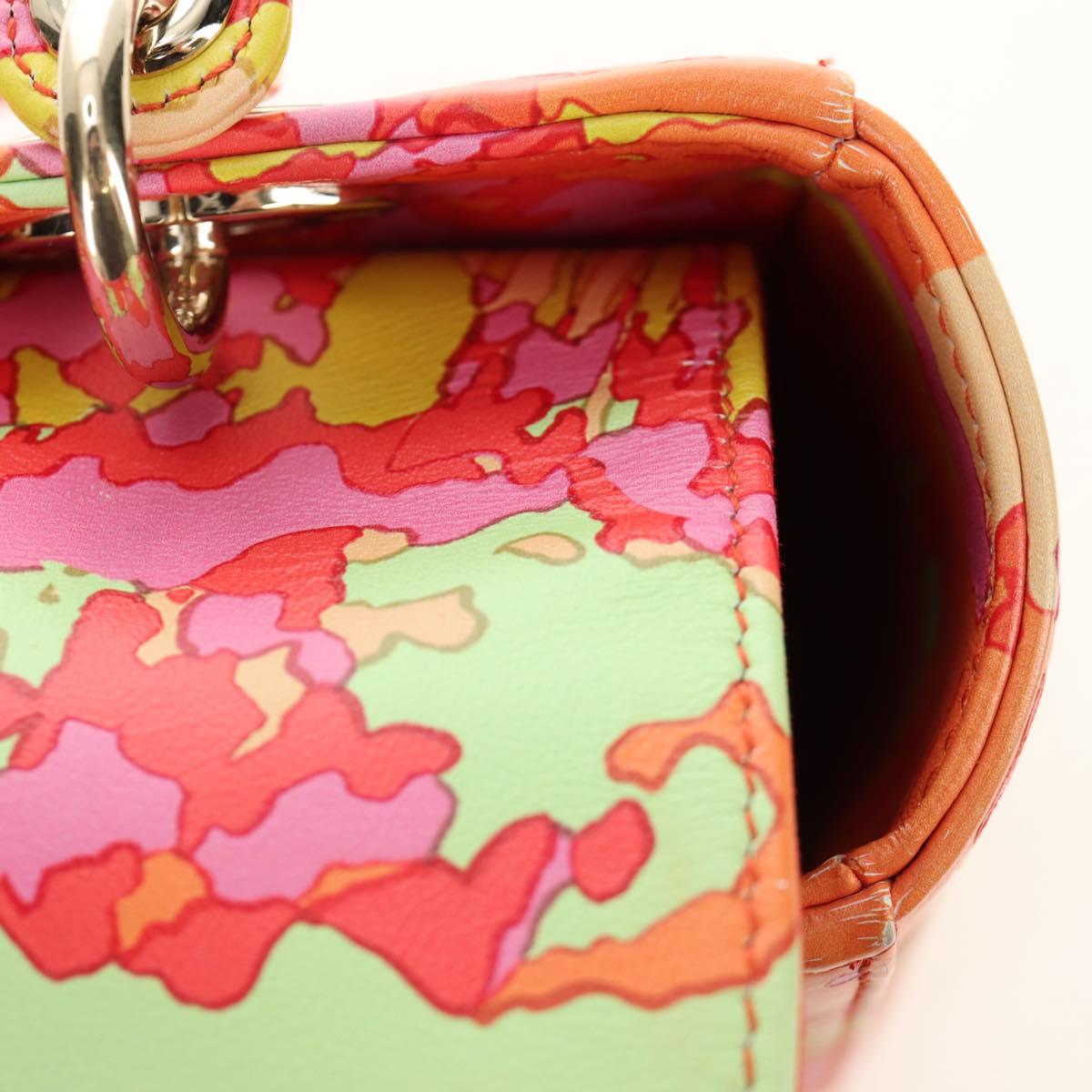 Christian Dior Lady Dior Hand Bag Leather 2way Red Gold Auth 190659SM