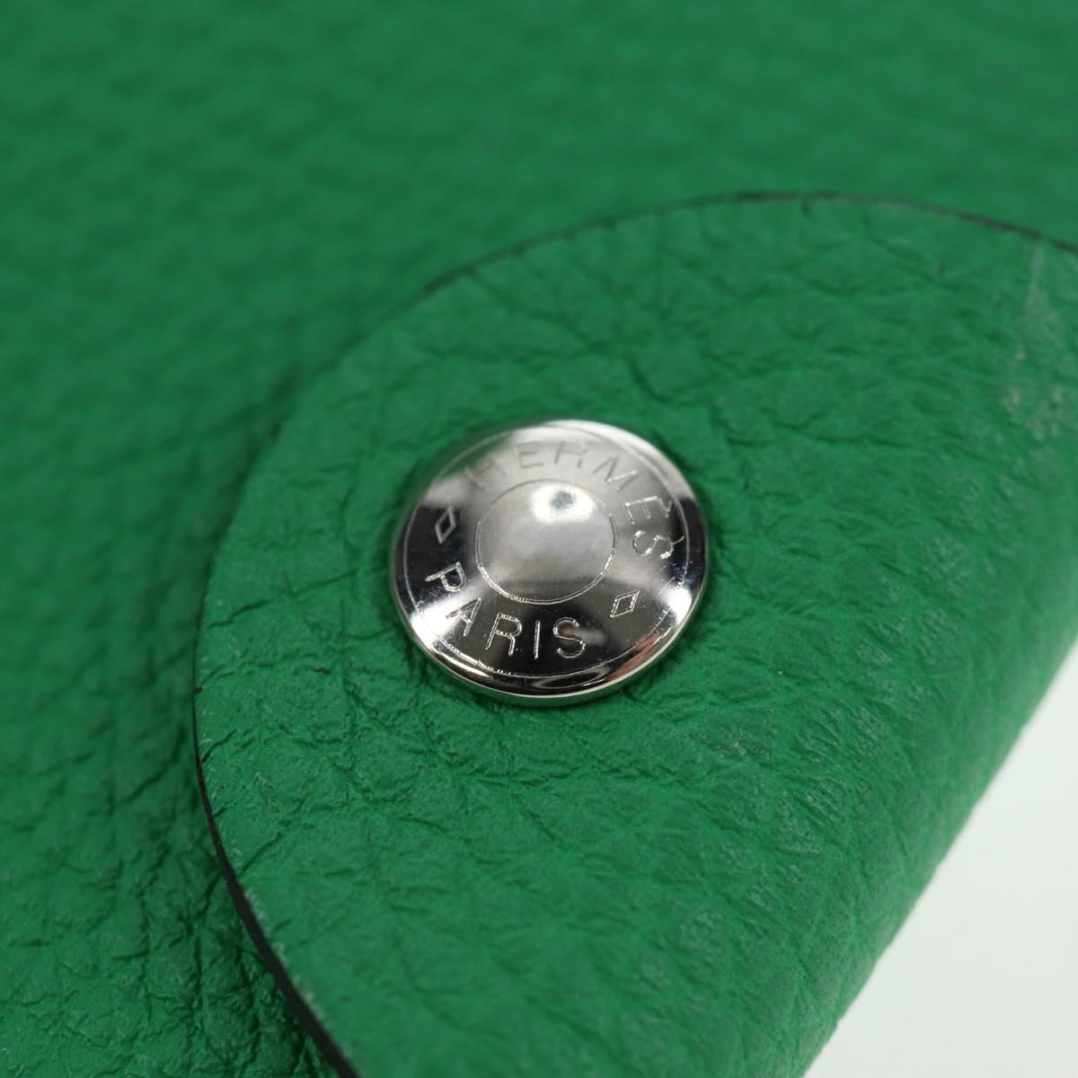 HERMES Yuris PM Note Cover Leather Green Auth 190663