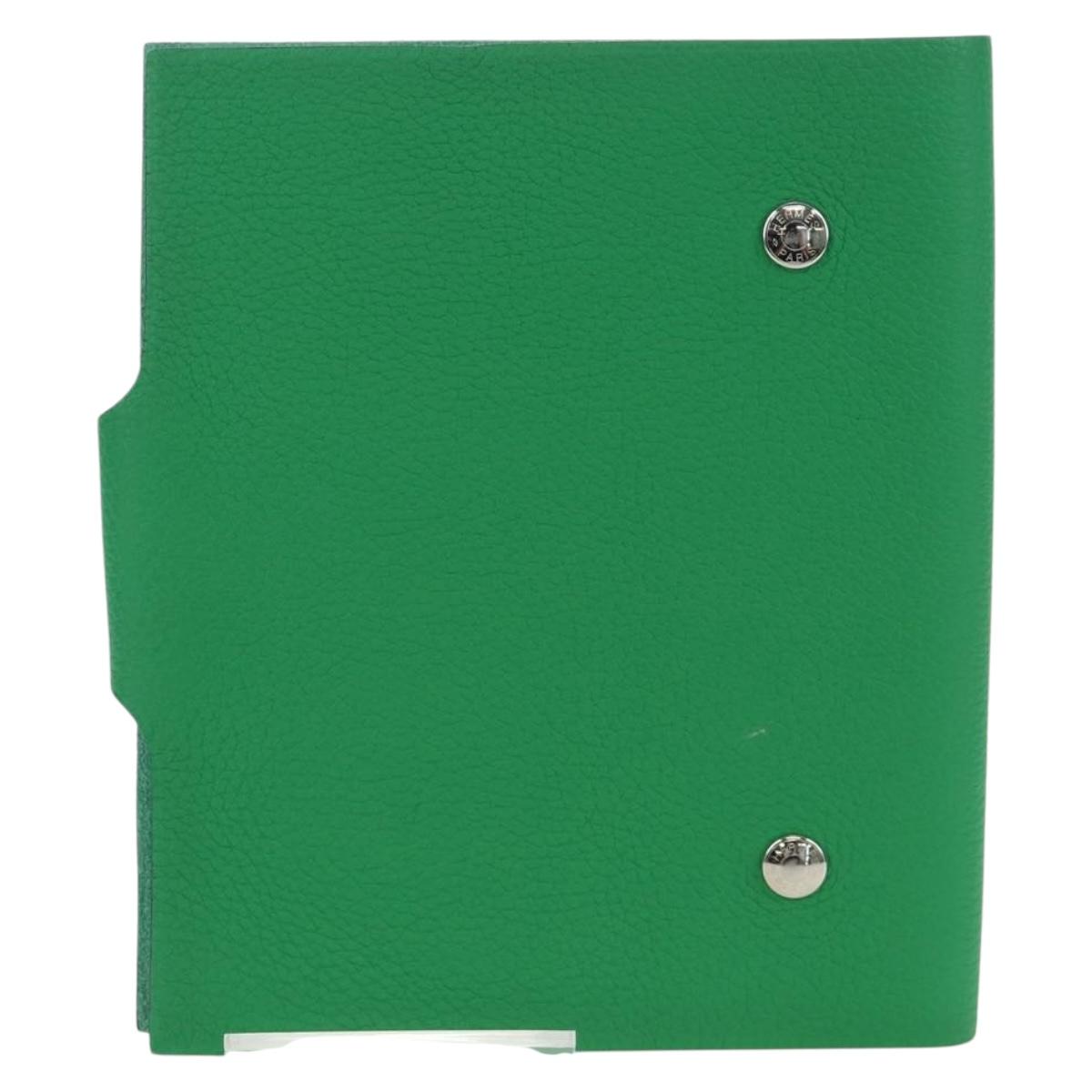 HERMES Yuris PM Note Cover Leather Green Auth 190663