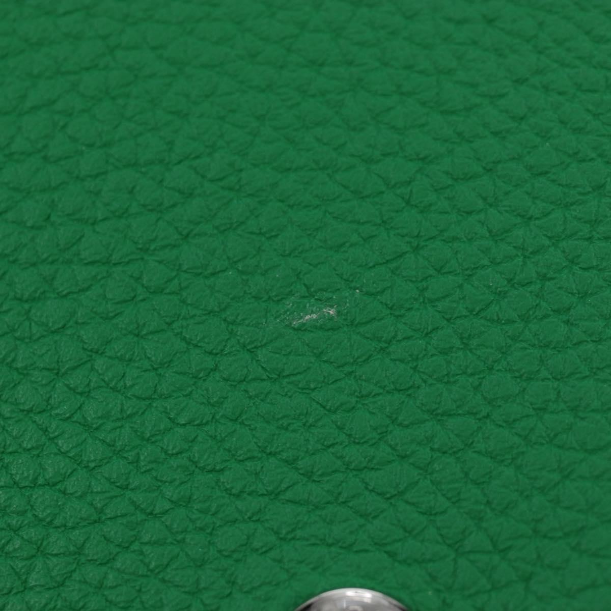 HERMES Yuris PM Note Cover Leather Green Auth 190663