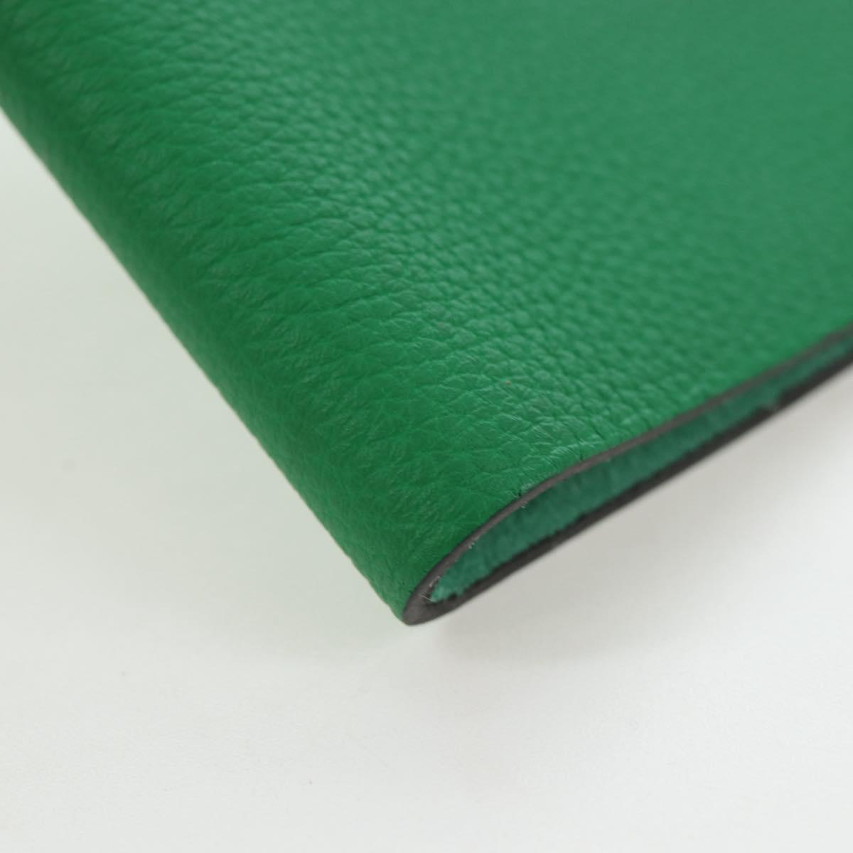 HERMES Yuris PM Note Cover Leather Green Auth 190663