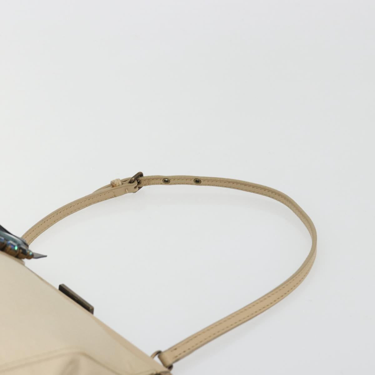 Miu Miu Accessory Pouch Satin Champagne Gold Auth 190668A