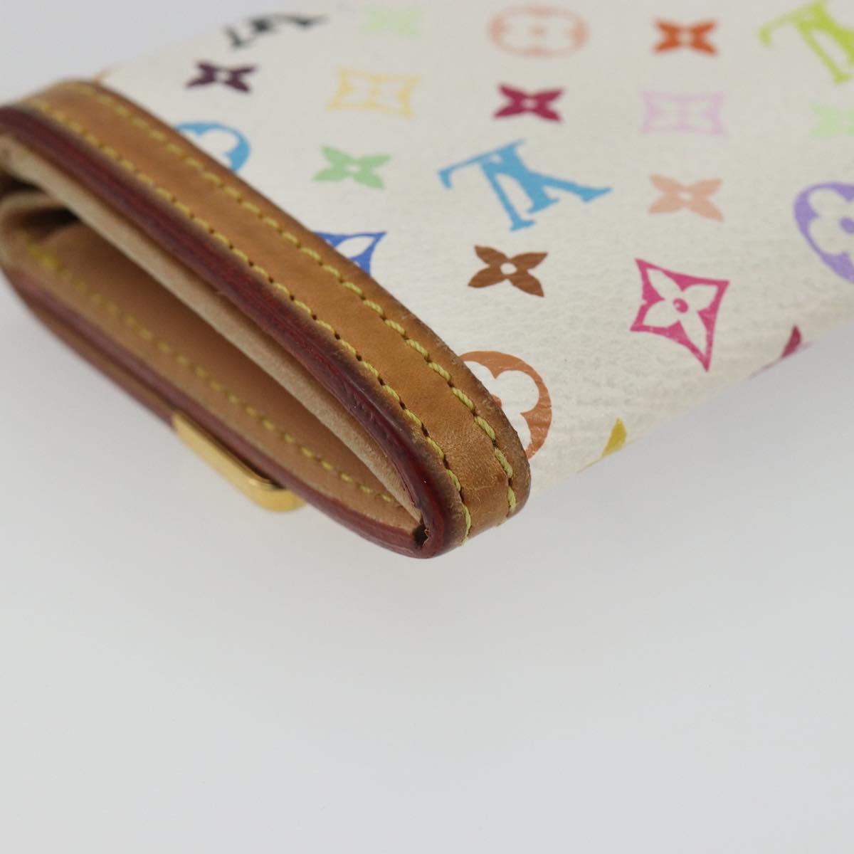 LOUIS VUITTON Multicolor Porte Monnaie Pla Coin Purse White M92657 Auth 190685