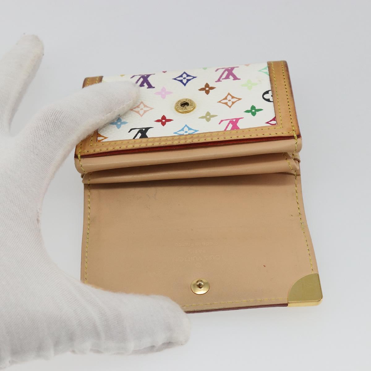 LOUIS VUITTON Multicolor Porte Monnaie Pla Coin Purse White M92657 Auth 190685