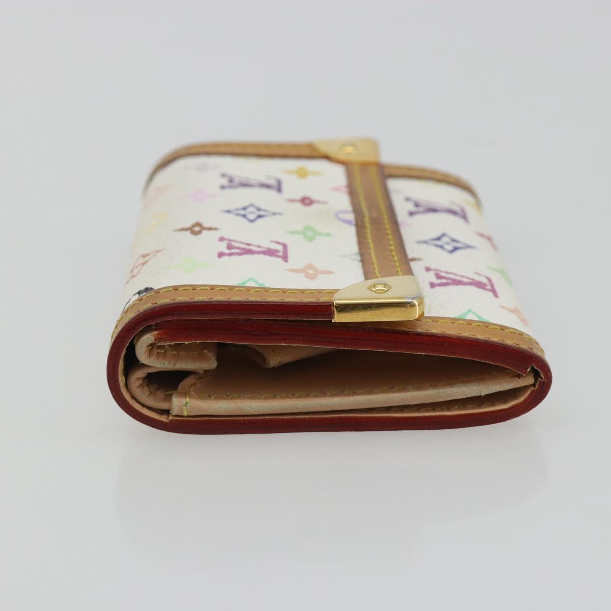 LOUIS VUITTON Multicolor Porte Monnaie Pla Coin Purse White M92657 Auth 190685