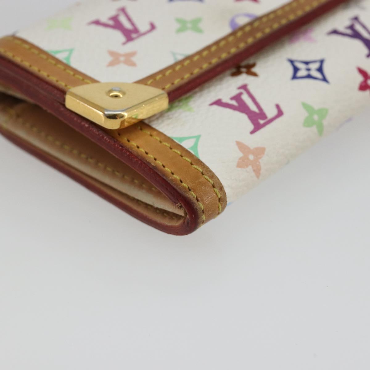 LOUIS VUITTON Multicolor Porte Monnaie Pla Coin Purse White M92657 Auth 190685