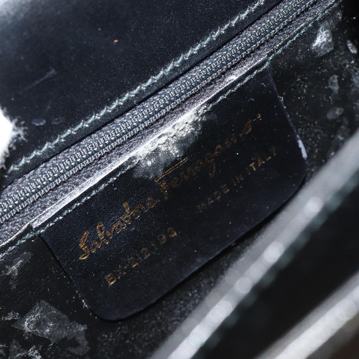 Salvatore Ferragamo Gancini Hand Bag Leather 2way Black Gold Auth 190688
