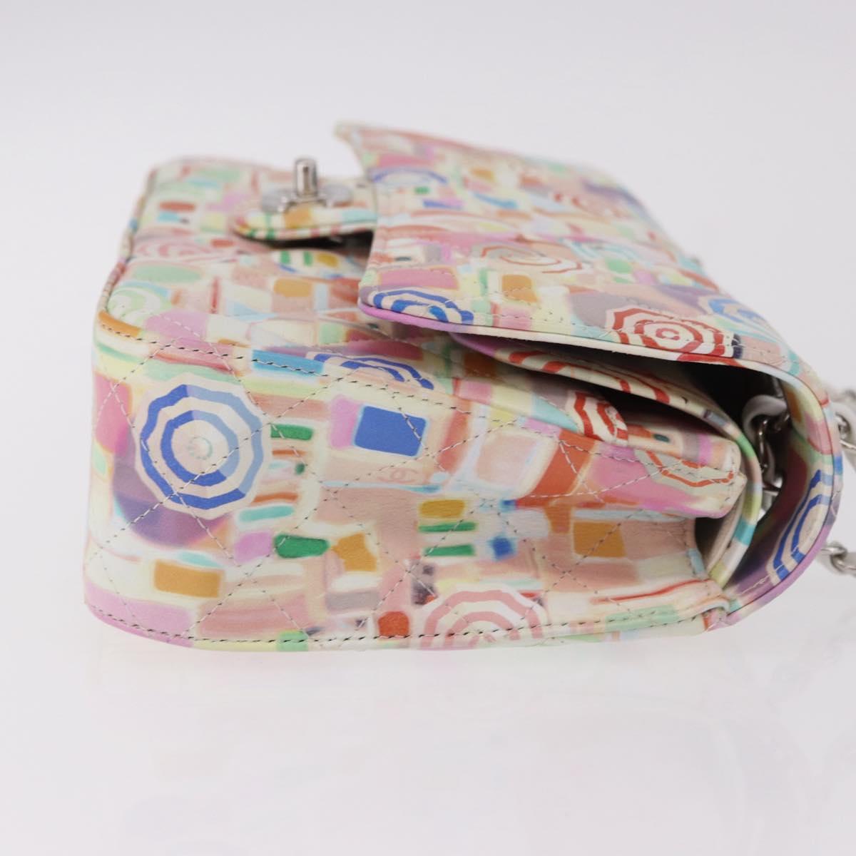CHANEL Matelasse 25 Chain Bag Lamb Skin Multicolor Silver CC Auth 190690SM