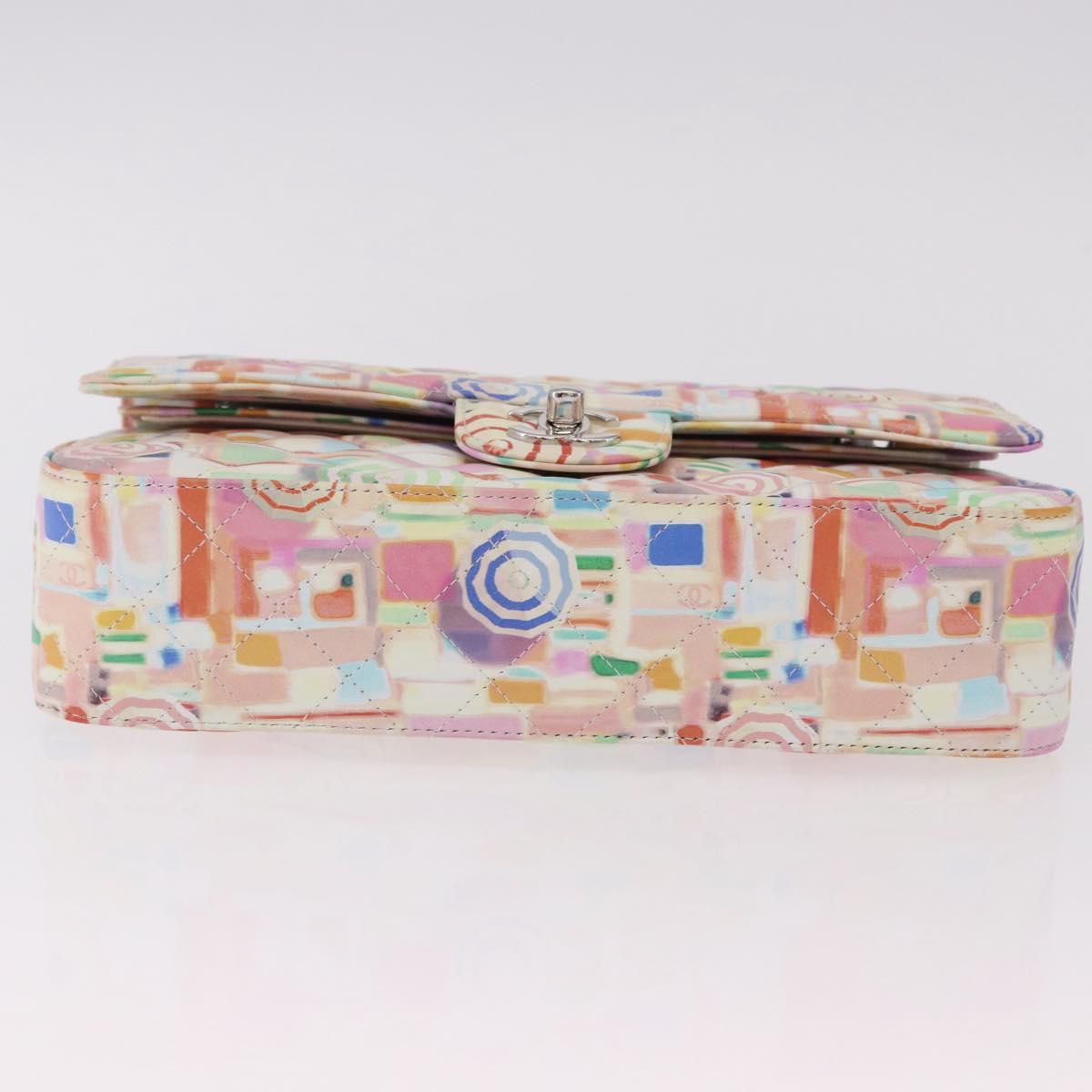 CHANEL Matelasse 25 Chain Bag Lamb Skin Multicolor Silver CC Auth 190690SM