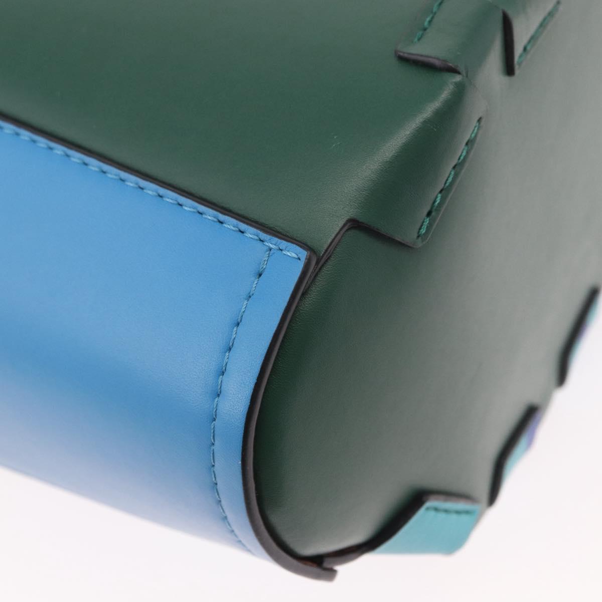LOEWE KEN PRICE Bamboo Bucket Bag Leather 2way Blue Silver Auth 190693SAM