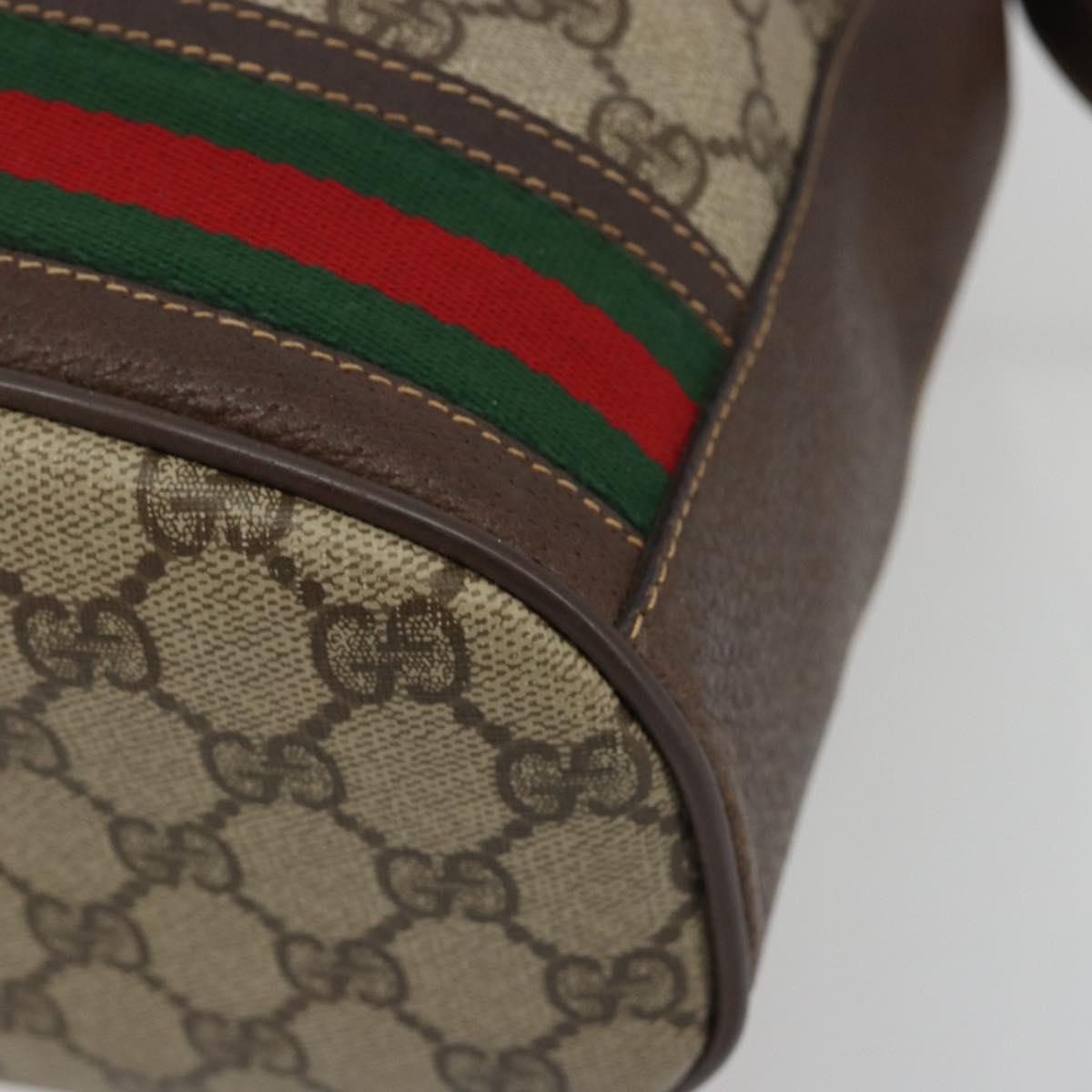 GUCCI GG Supreme Web Sherry Line Bag PVC Beige Gold 001 41 0850 Auth 190712