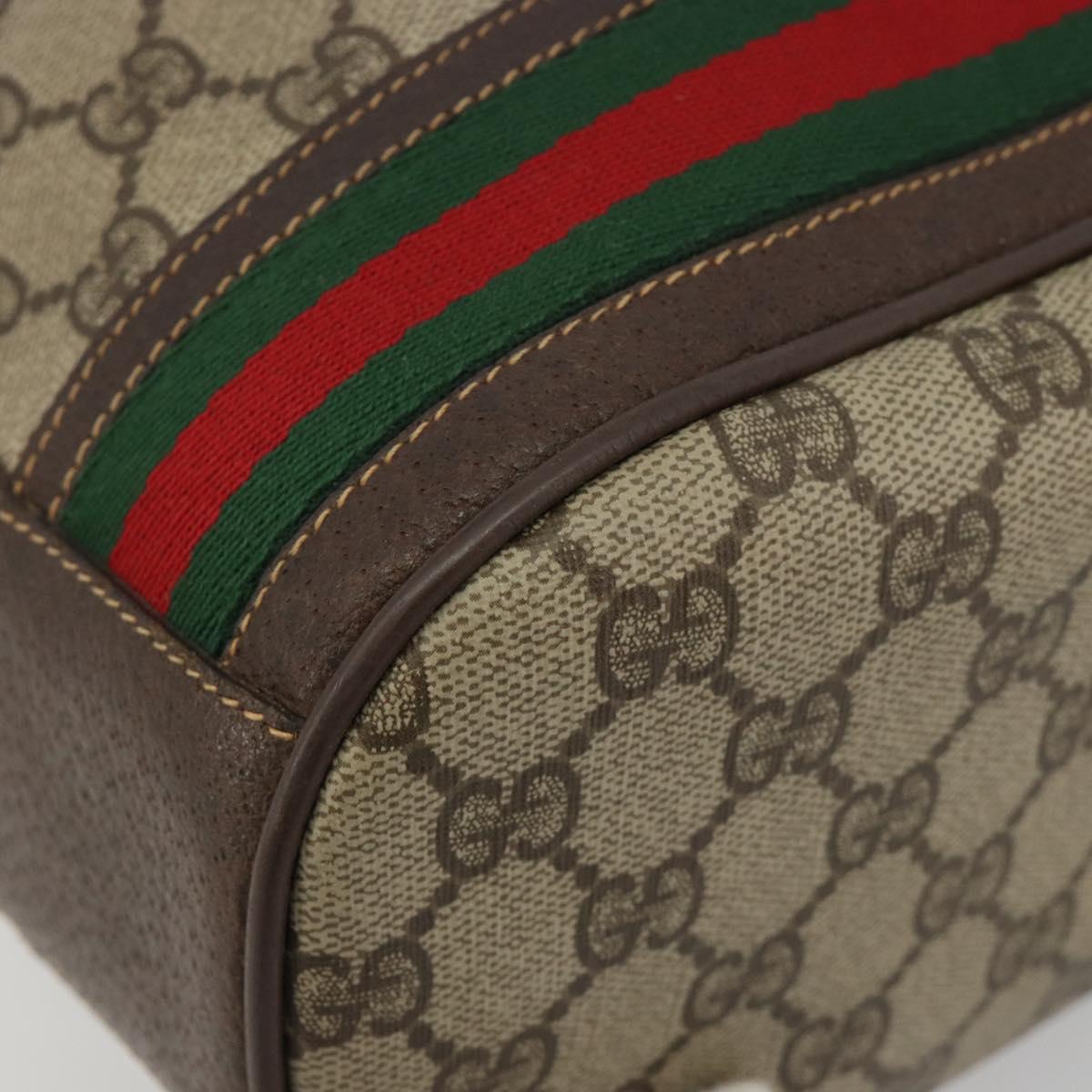 GUCCI GG Supreme Web Sherry Line Bag PVC Beige Gold 001 41 0850 Auth 190712