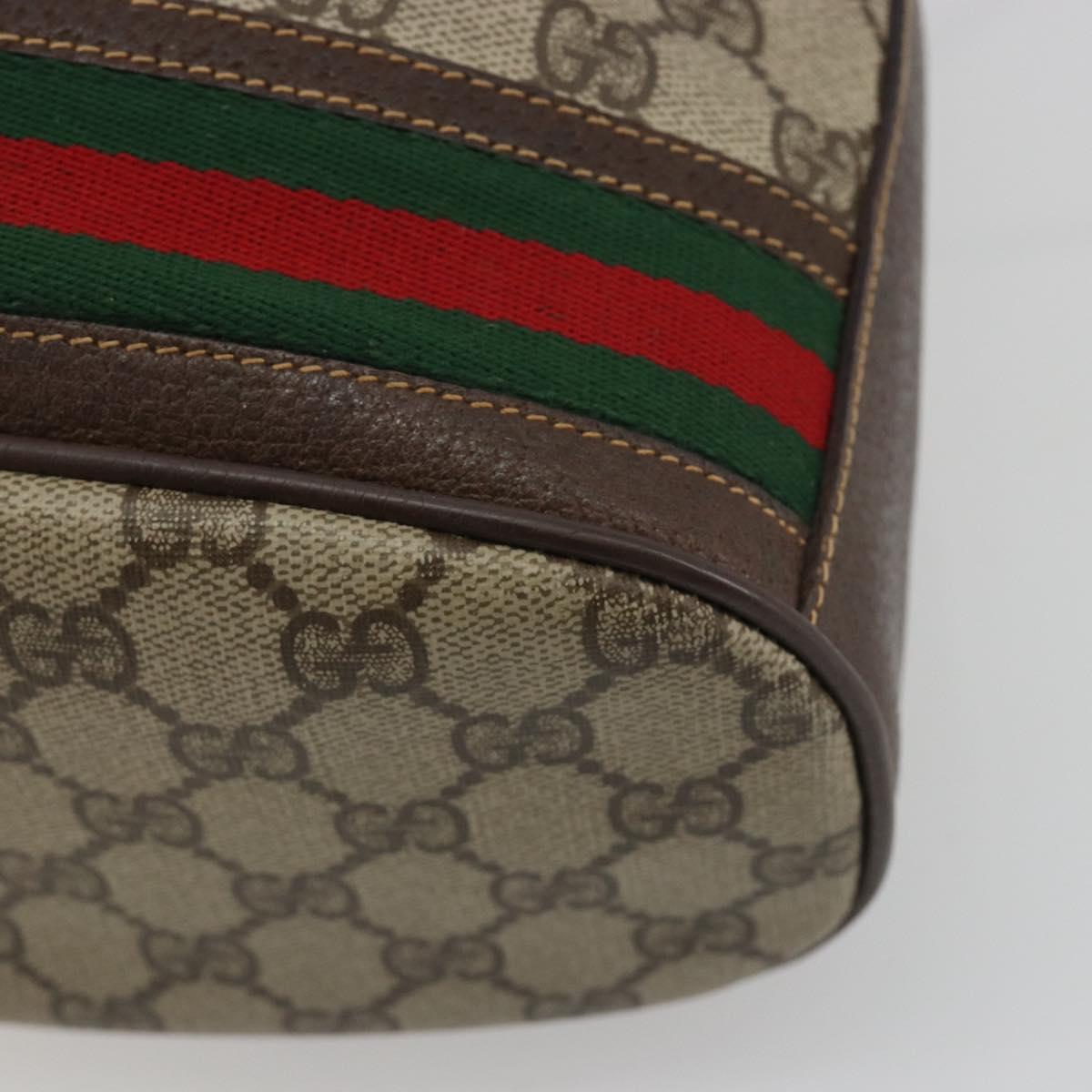 GUCCI GG Supreme Web Sherry Line Bag PVC Beige Gold 001 41 0850 Auth 190712