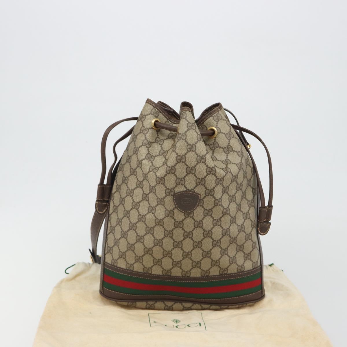 GUCCI GG Supreme Web Sherry Line Bag PVC Beige Gold 001 41 0850 Auth 190712