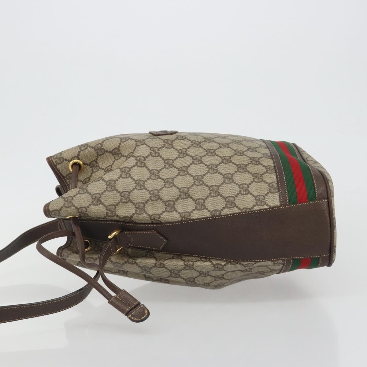 GUCCI GG Supreme Web Sherry Line Bag PVC Beige Gold 001 41 0850 Auth 190712