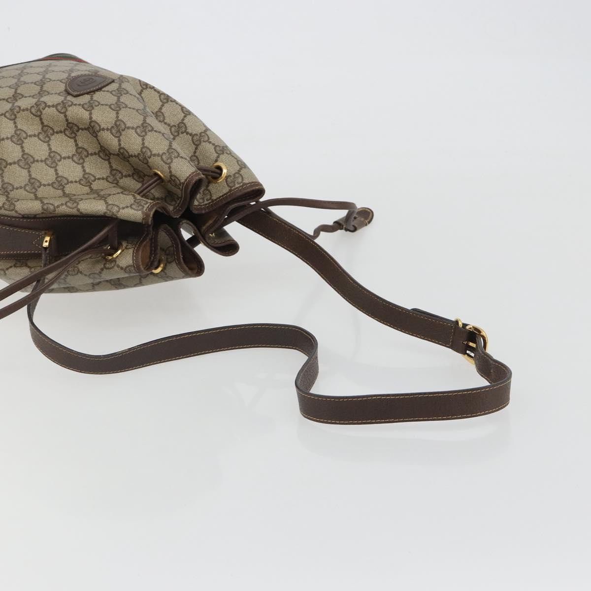 GUCCI GG Supreme Web Sherry Line Bag PVC Beige Gold 001 41 0850 Auth 190712