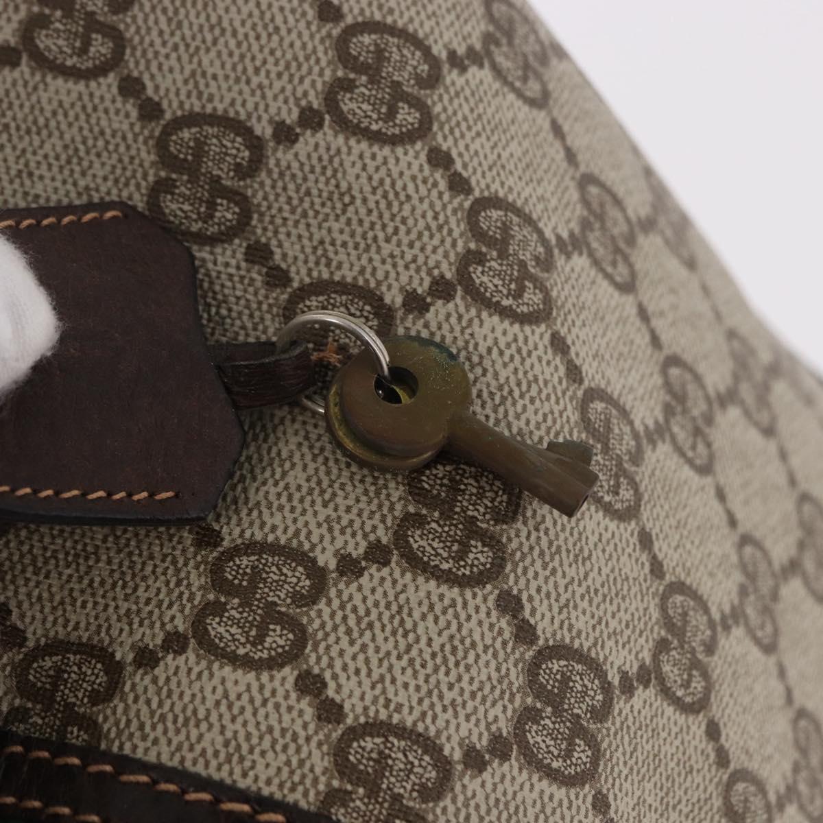 GUCCI GG Supreme Web Sherry Line Boston Bag PVC Beige Gold Auth 190713A