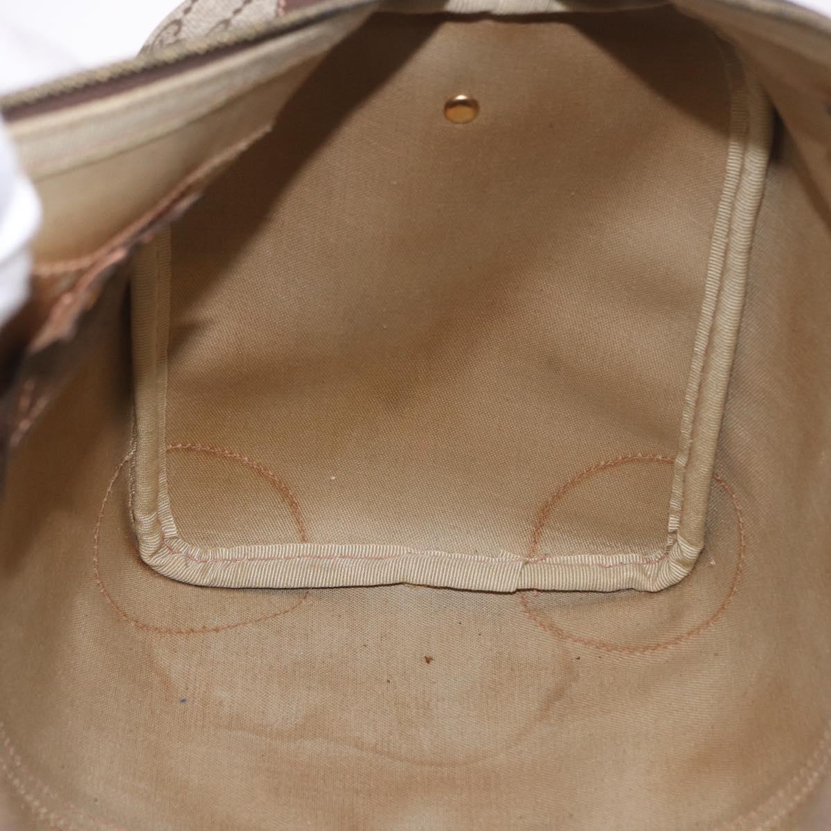 GUCCI GG Supreme Web Sherry Line Boston Bag PVC Beige Gold Auth 190713A
