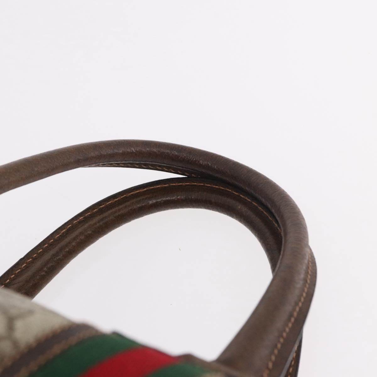 GUCCI GG Supreme Web Sherry Line Boston Bag PVC Beige Gold Auth 190713A