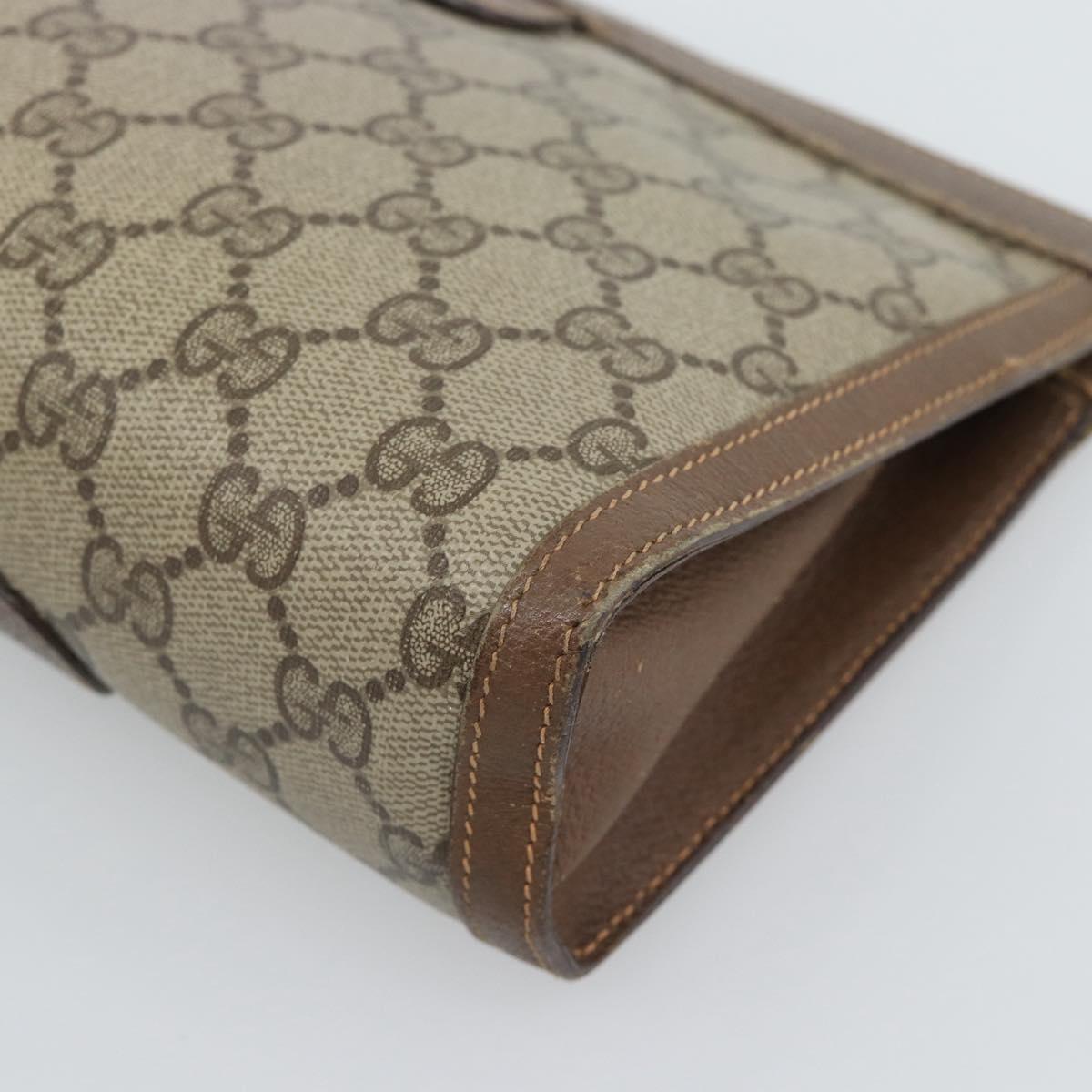 GUCCI GG Supreme Web Sherry Line Bag PVC Beige Gold 156 01 032 Auth 190714