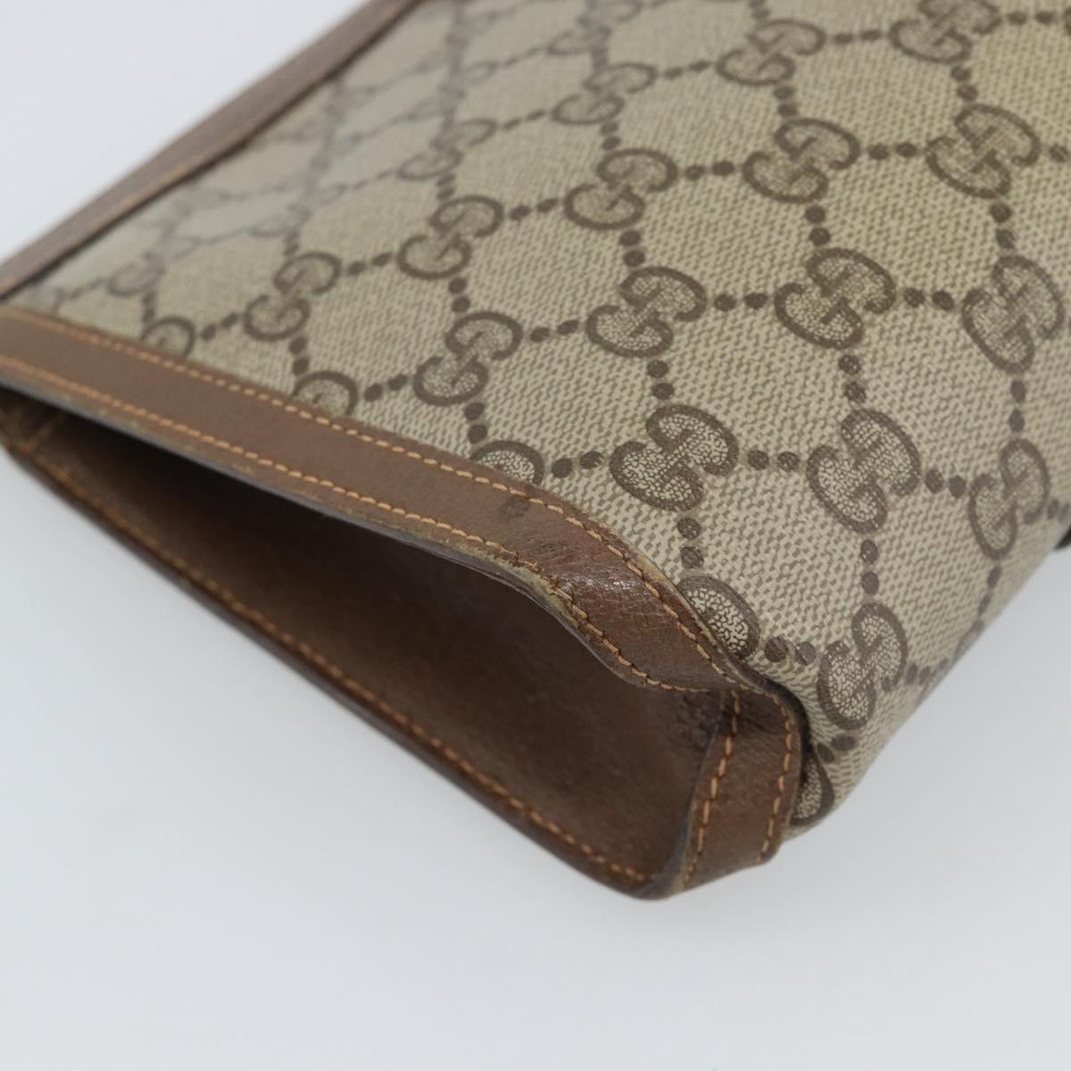 GUCCI GG Supreme Web Sherry Line Bag PVC Beige Gold 156 01 032 Auth 190714