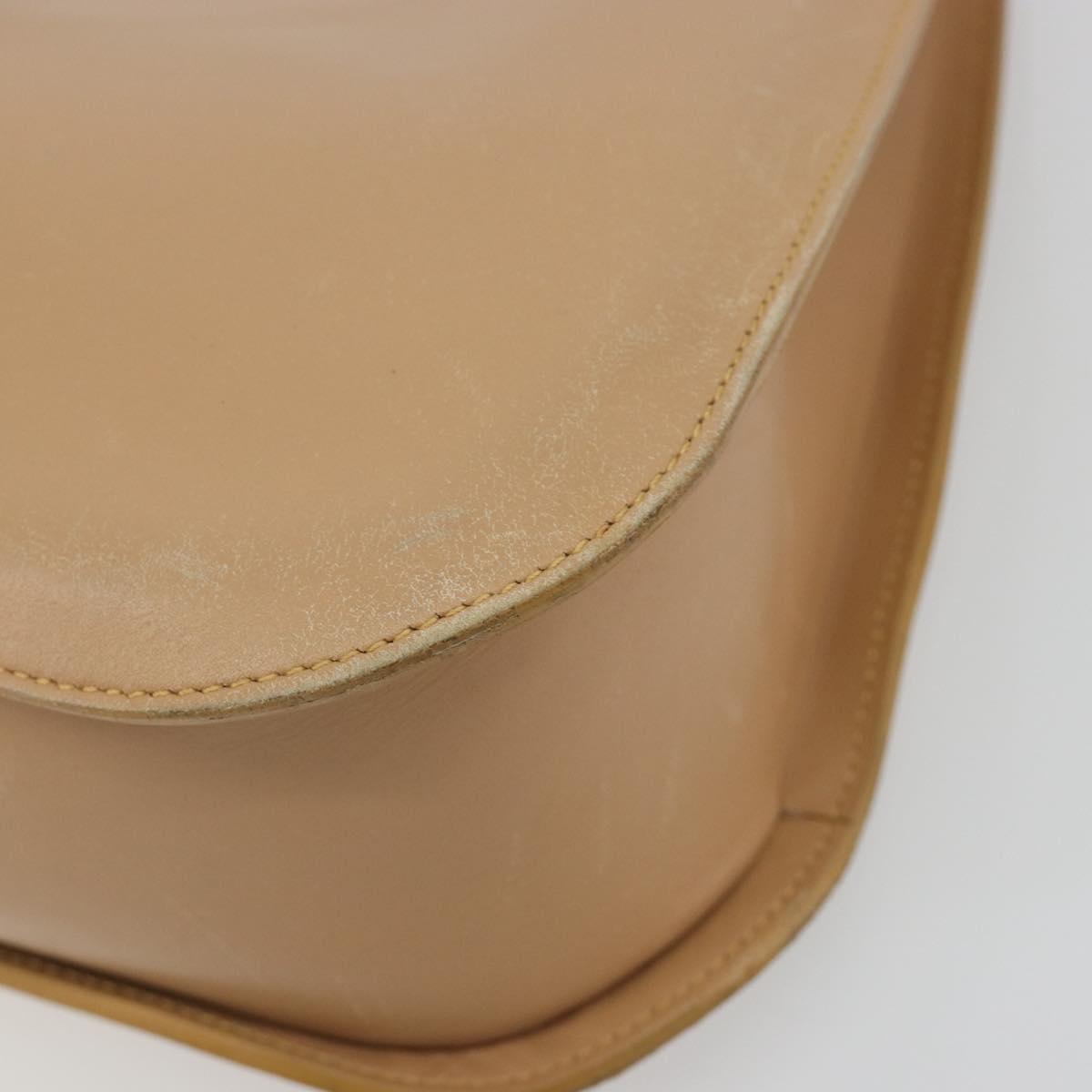 GUCCI Shoulder Bag Leather Beige Silver 001 3767 Auth 190715