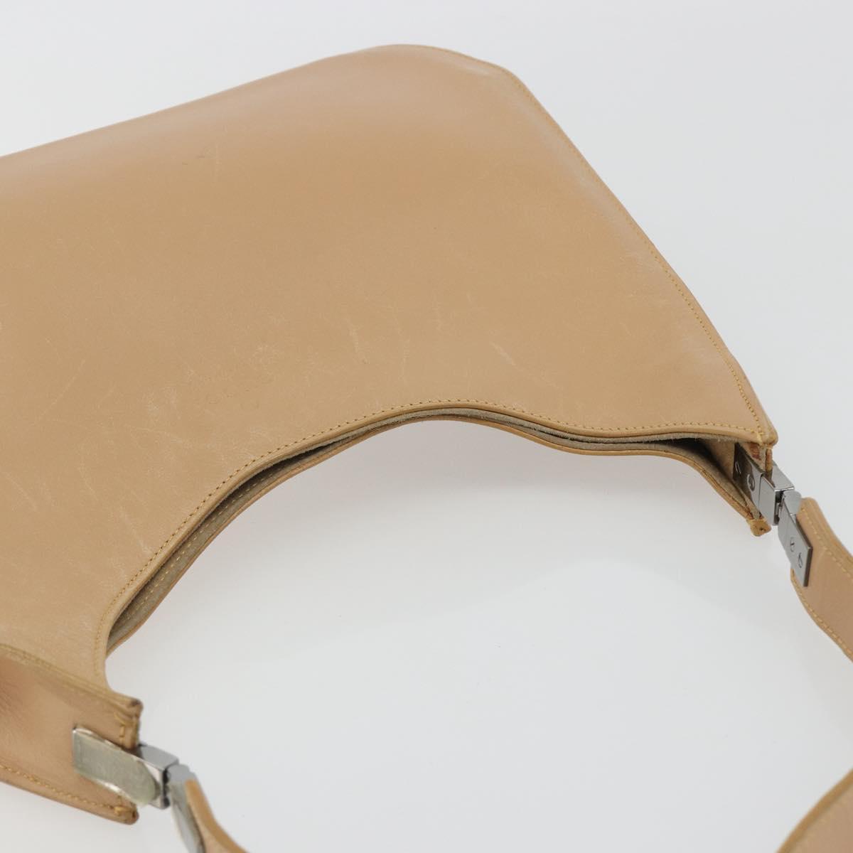 GUCCI Shoulder Bag Leather Beige Silver 001 3767 Auth 190715