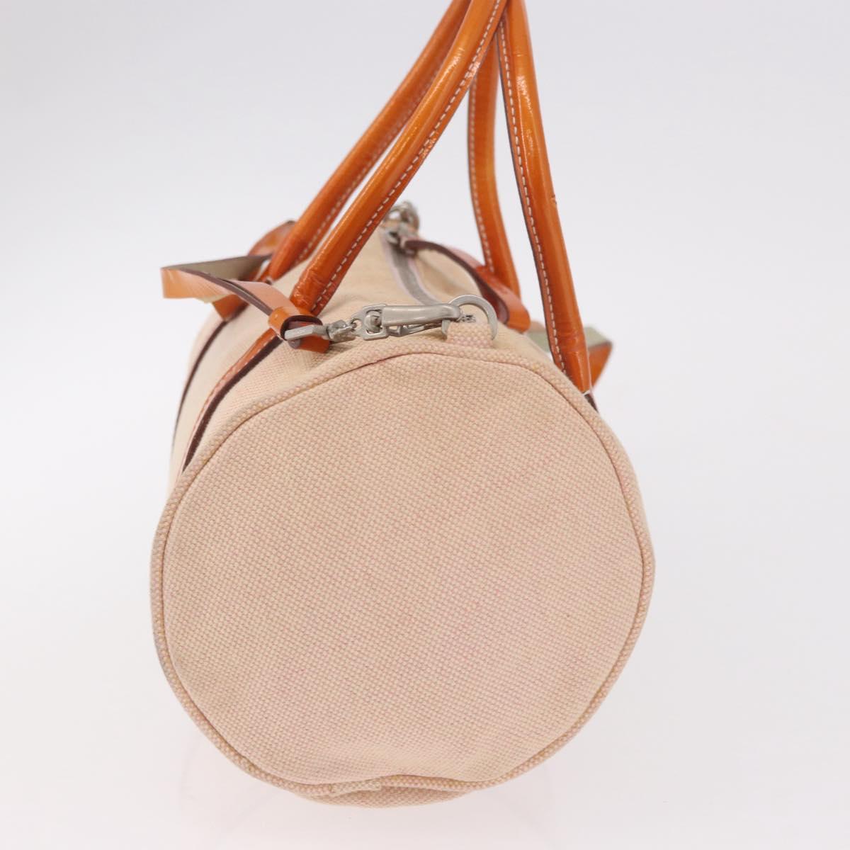 PRADA Hand Bag Canvas 2way Beige Silver Auth 190718