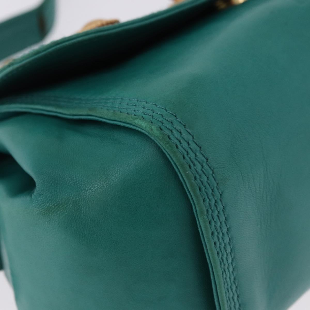 LOEWE Shoulder Bag Leather Green Gold Auth 190720A