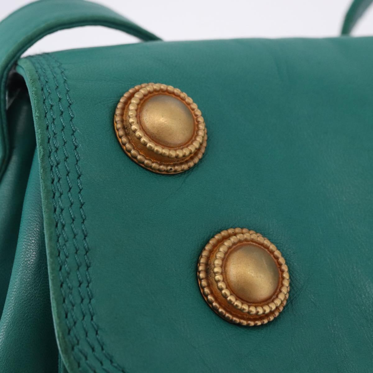 LOEWE Shoulder Bag Leather Green Gold Auth 190720A