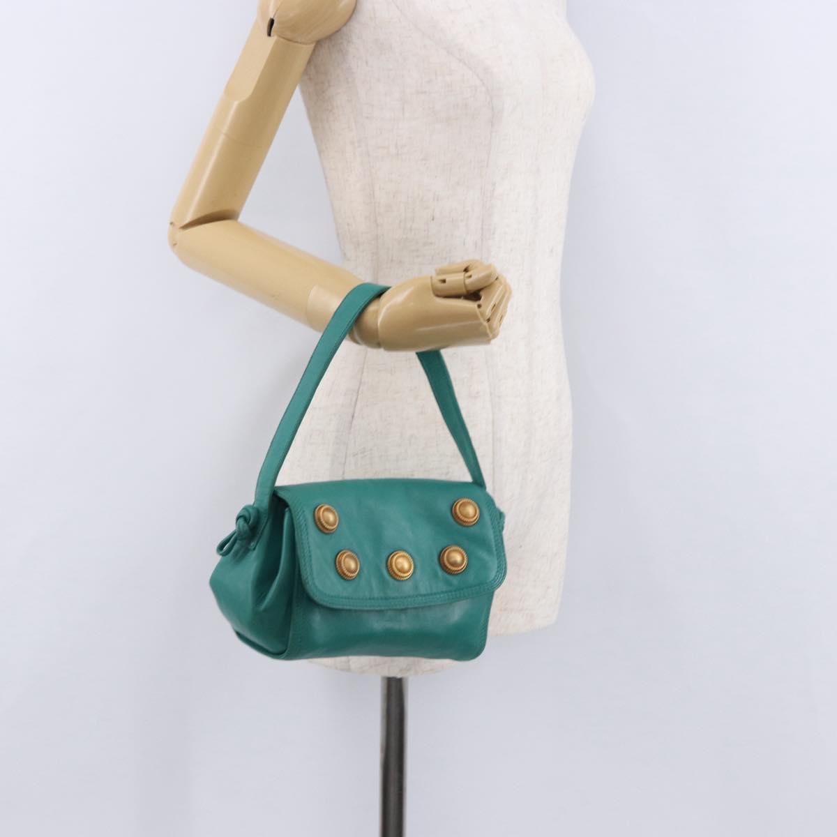 LOEWE Shoulder Bag Leather Green Gold Auth 190720A