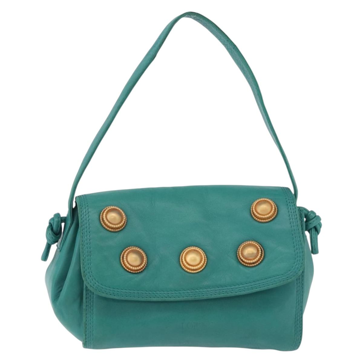 LOEWE Shoulder Bag Leather Green Gold Auth 190720A